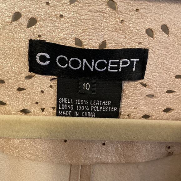 C Concept women’s size 10 gold open front cutout detail leather jacket - Picture 2 of 5